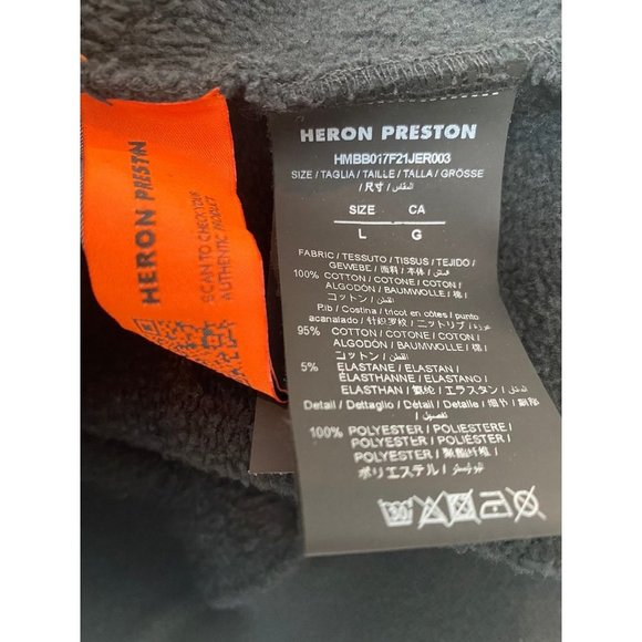 Heron Preston Hoodie Men's Large Black Spray Globe HP Luxury Designer Oversized - Picture 5 of 6